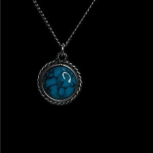 Silver and Blue Pendant Necklace